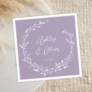 Rustic Boho Lavender Wildflower Botanical Wedding Napkin