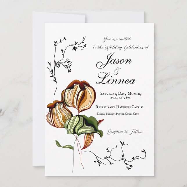 Rustic Boho Linear Vintage Minimalism  Invitation (Front)