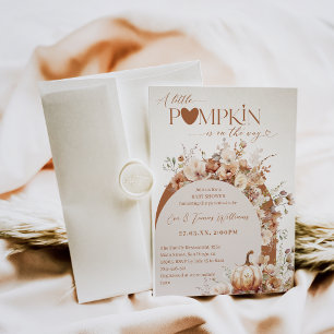 Rustic Boho Little Pumpkin Fall Baby Shower Invitation