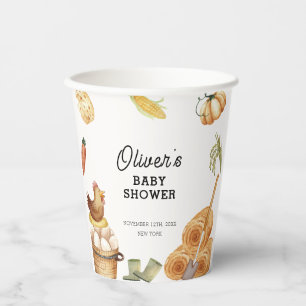 Rustic Boho Locally Grown Farm Chicken Baby Shower Paper Cups
