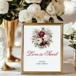 Rustic Boho Love is Sweet Blush Burgundy Tabletop  Poster