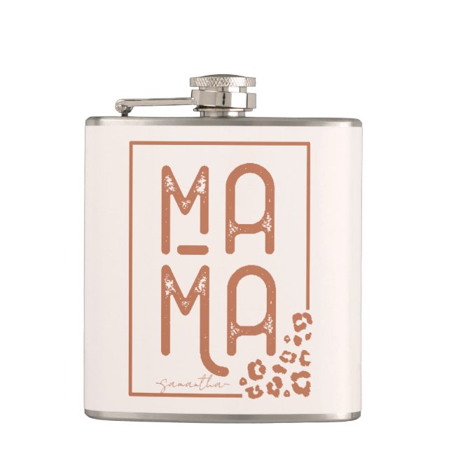 Rustic Boho Mama Hip Flask (Front)