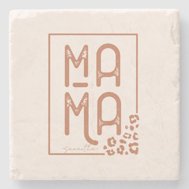 Rustic Boho Mama Stone Coaster (Front)