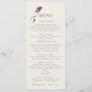 Rustic Boho Marsala Cream Floral Menu