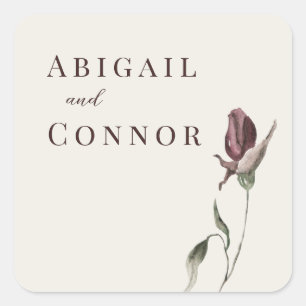 Rustic Boho Marsala Cream Floral Square Sticker