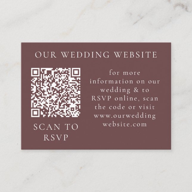 Rustic Boho Marsala Cream Floral Web QR Enclosure Card (Front)