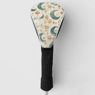 Rustic Boho Moon Floral Earthy Botanical Golf Head Cover