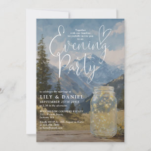 Rustic Boho Mountain Mason Jar Evening Party Invitation