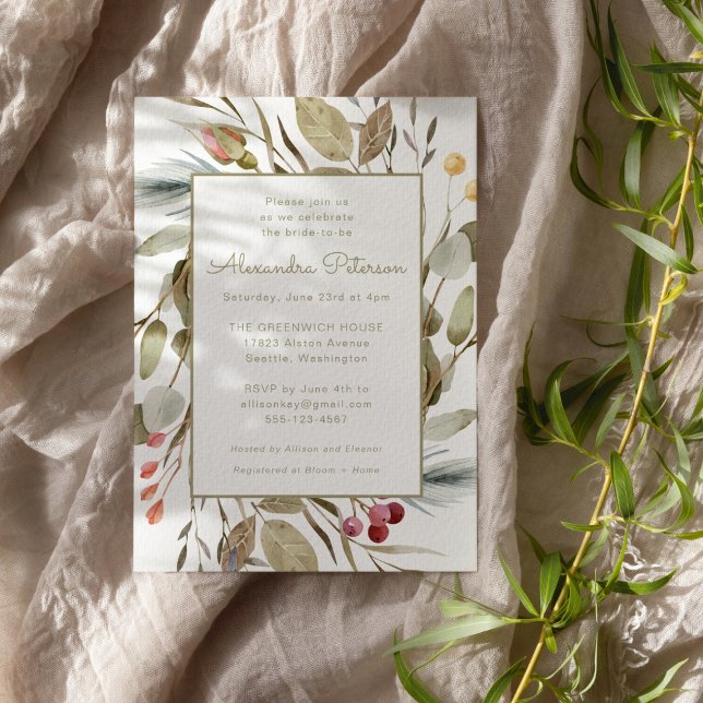 Rustic Boho Nature Foliage Leaves Bridal Shower Invitation (Creator Uploaded)