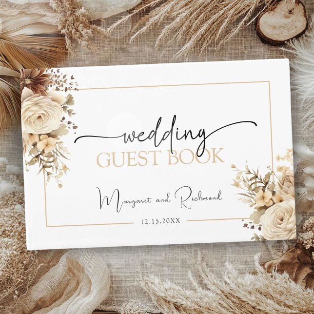Rustic Boho Neutral Floral Wedding Guest Book (Creator Uploaded)