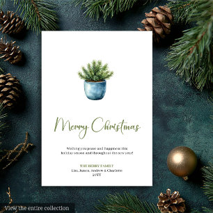 Rustic Boho Neutral Pine Wreath Christmas Greeting Holiday Card