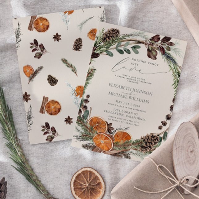 Rustic Boho Nothing Fancy Just Love Citrus Wedding Invitation (Wedding Invitation!)
