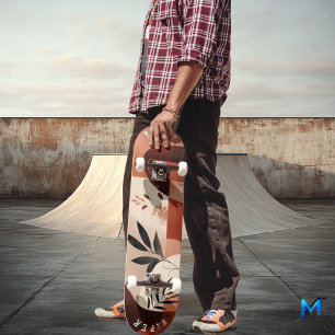 Rustic Boho - Organic Minimalist Botanical Skateboard