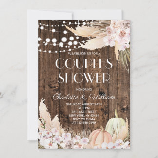 Rustic Boho Pampas Grass Couples Shower Invitation