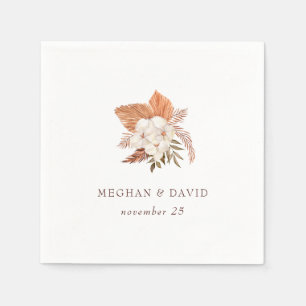 Rustic Boho Pampas Grass Floral Desert Wedding Napkin