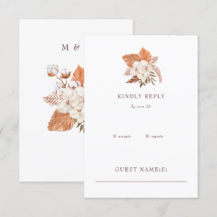 Rustic Boho Pampas Grass Floral Desert Wedding RSVP Card
