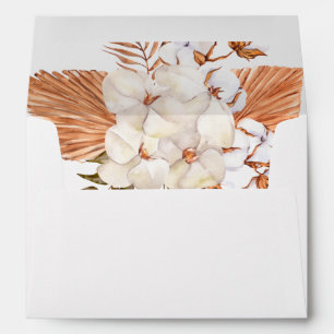 Rustic Boho Pampas Grass Orchids Cotton Wedding Envelope