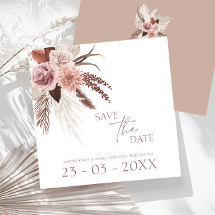 Rustic Boho Pampas Grass Terracotta Wedding Save The Date