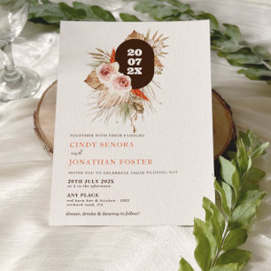 Rustic Boho Pampas Grass Wedding Invitation