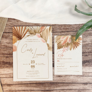 Rustic Boho Pampas Grass Wedding Invitation