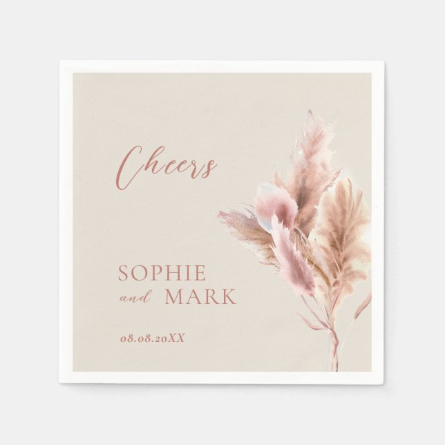 Rustic Boho Pampas Grass Wedding  Napkin (Front)