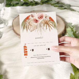 Rustic Boho Pampas Grass Wedding RSVP Card
