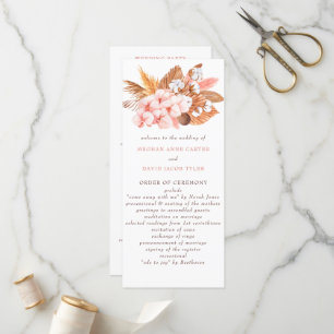 Rustic Boho Pampas Orchids Cotton Blush Wedding Program