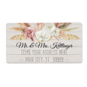 Rustic Boho Pampas Palm Blush Floral Greenery Wood