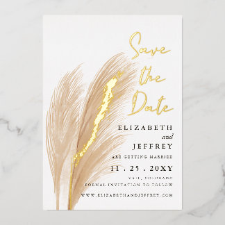 Rustic Boho Pampas Photo Save The Date