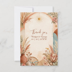 Rustic Boho Pampas wildflower Wedding  Thank You Card