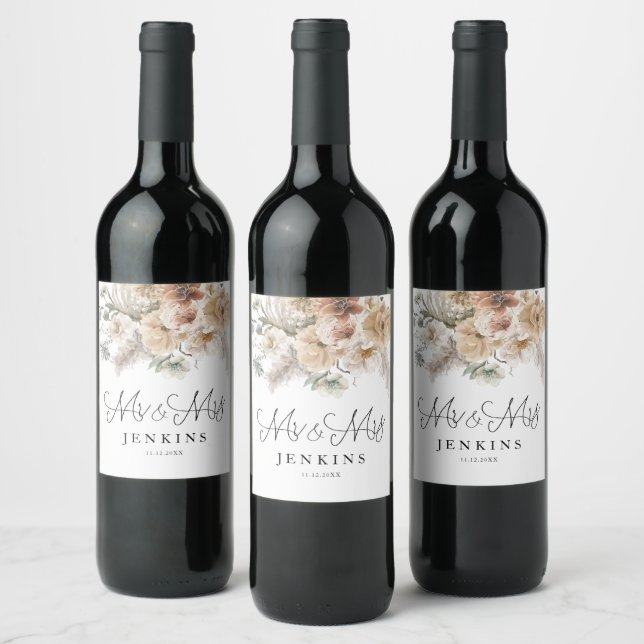 Rustic Boho Personalised Wine Label (Bottles)