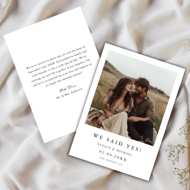 Rustic Boho Photo Typography We Said Yes Wedding Announcement (Creator Uploaded)
