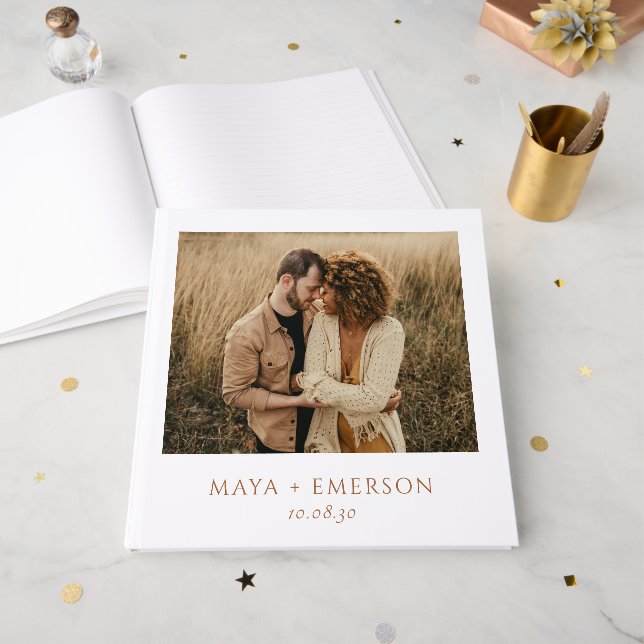 Rustic Boho Photo wedding  Guest Book (Front Open)