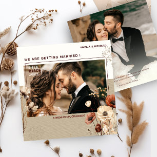 Rustic Boho Photo Wedding Save the date Invitation