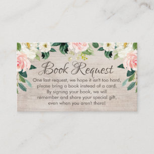Rustic Boho Pink Book request Card Insert