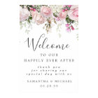 Rustic Boho Pink White Floral Wedding Welcome Sign