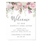 Rustic Boho Pink White Floral Wedding Welcome Sign