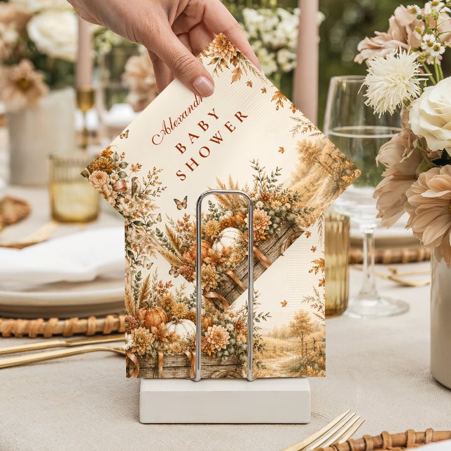 Rustic Boho Pumpkin Baby Shower Napkin (Creator Uploaded)