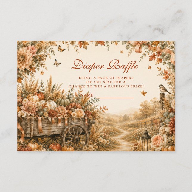 Rustic Boho Pumpkin Diaper Raffle Enclosure Card (Front)