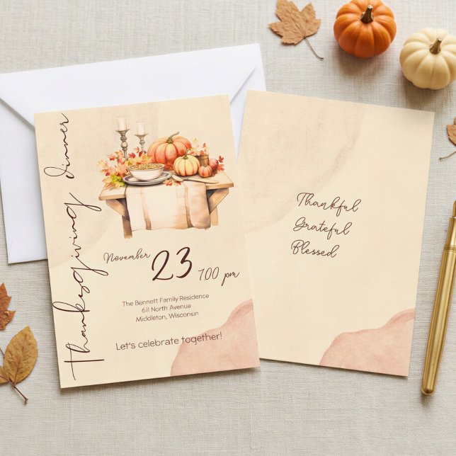 Rustic Boho Pumpkin Friendsgiving Thanksgiving Invitation (Creator Uploaded)