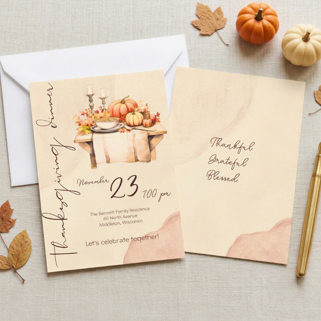 Rustic Boho Pumpkin Friendsgiving Thanksgiving Invitation (Creator Uploaded)