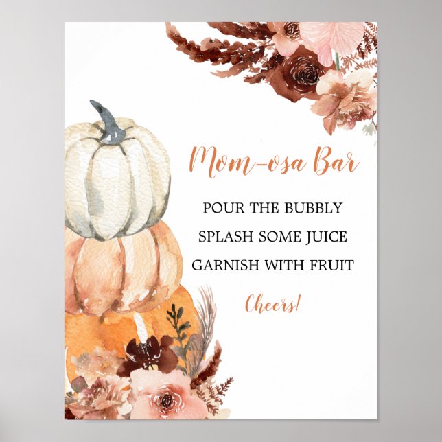 Rustic Boho Pumpkin Game Momosa Bar Poster (Front)