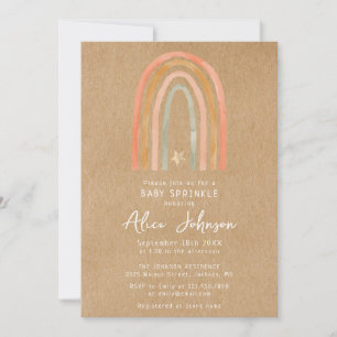 Rustic Boho Rainbow Baby Sprinkle Invitation