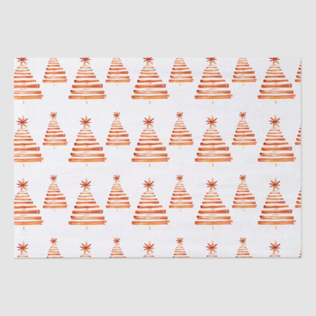 Rustic Boho Red Cinnamon Stick Christmas Tree Wrap Tissue Paper (Front)