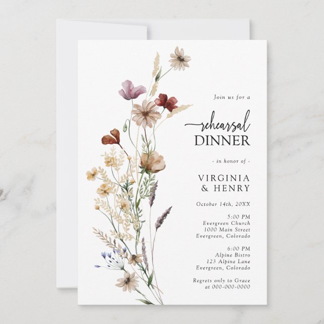 Rustic Boho Rehearsal Dinner Invitation (Front)