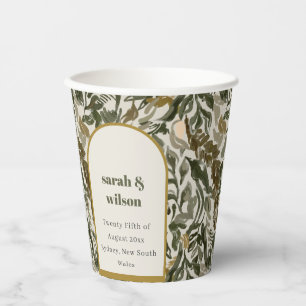 Rustic Boho Retro Arch Green Botanical Wedding Paper Cups