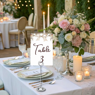 Rustic Boho Romantic Elegant Ivory Bow Table Card