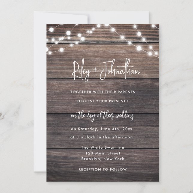 Rustic Boho Romantic Wedding Invitation (Front)