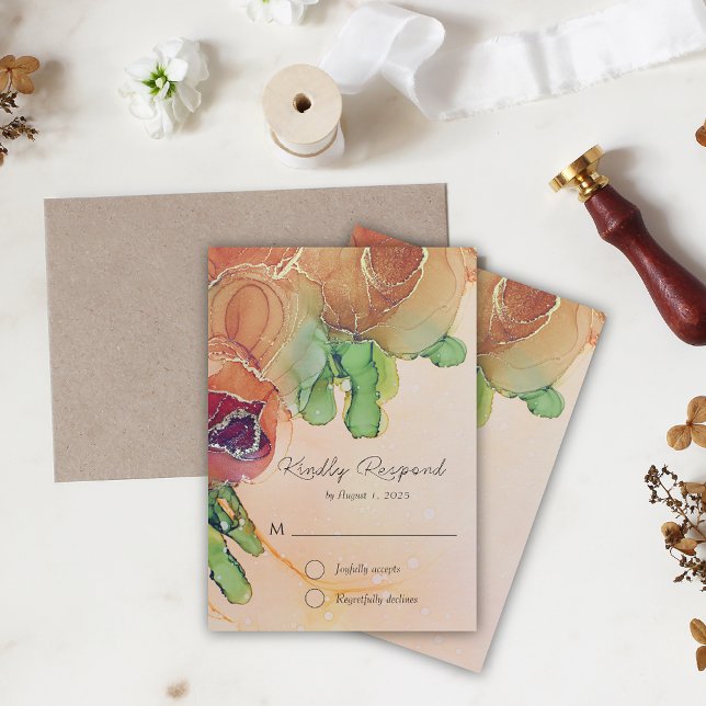 Rustic Boho Rust Roses Wedding RSVP Card (Creator Uploaded)