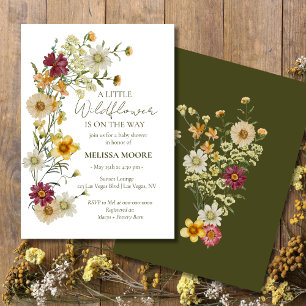 Rustic Boho Sage Green Wildflower Baby Shower Invitation